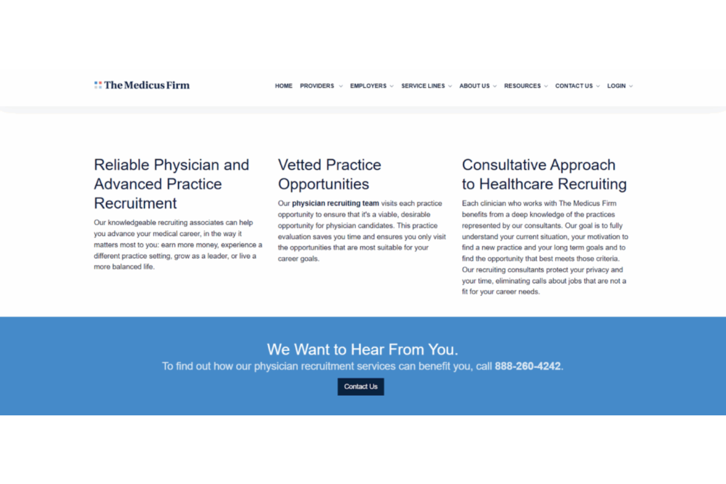 The Medicus Firm screenshot - 10 Migliori Agenzie di Reclutamento Medici Recensite nel 2026