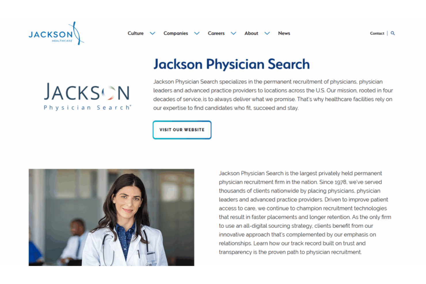Jackson Healthcare screenshot - 10 Migliori Agenzie di Reclutamento Medici Recensite nel 2026