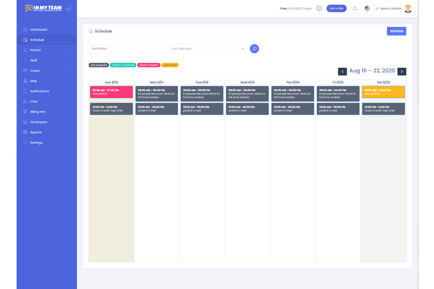 InMyTeam screenshot - 1 mejores programas de nómina para atención domiciliaria revisados para 2026
