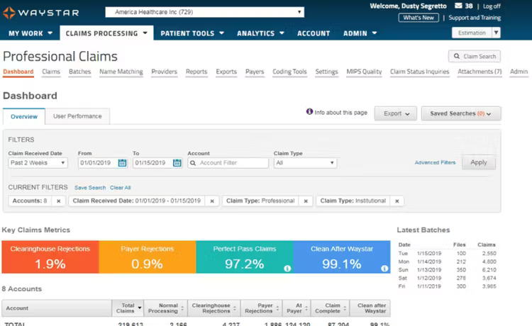 Waystar screenshot - 1 Mejores Soluciones de Pago para Pacientes Revisadas en 2026