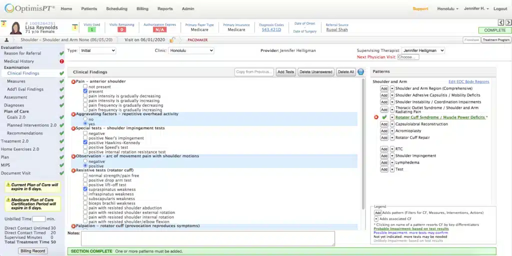 OptimisPT screenshot - 10 migliori software per la fisioterapia del 2026