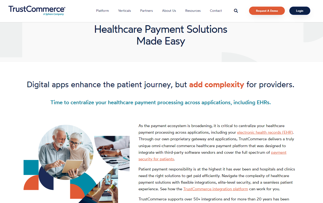 TrustCommerce screenshot - 10 mejores soluciones de pago sanitario analizadas en 2026
