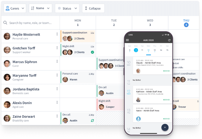 ShiftCare screenshot - 10 Migliori Software per il Coordinamento dell’Assistenza Esaminati nel 2026