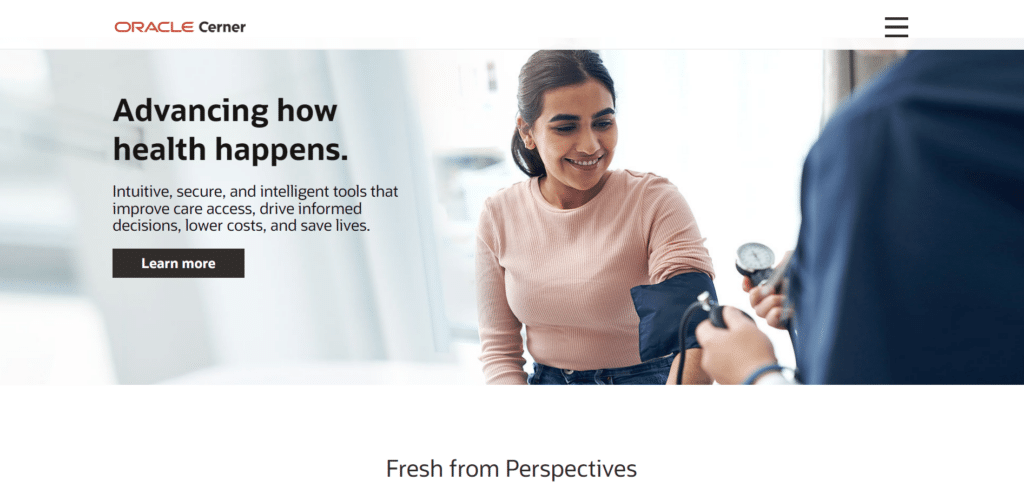 Oracle Cerner screenshot - 10 mejores programas médicos empresariales revisados en 2026