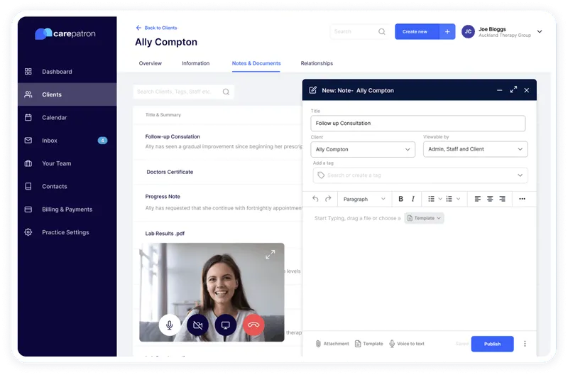 Carepatron screenshot - 10 Mejores Sistemas EMR Dentales Reseñados en 2026