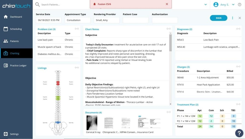 ChiroTouch screenshot - 10 Migliori Soluzioni EHR Chiropratiche per 2026 [Le Mie Recensioni]