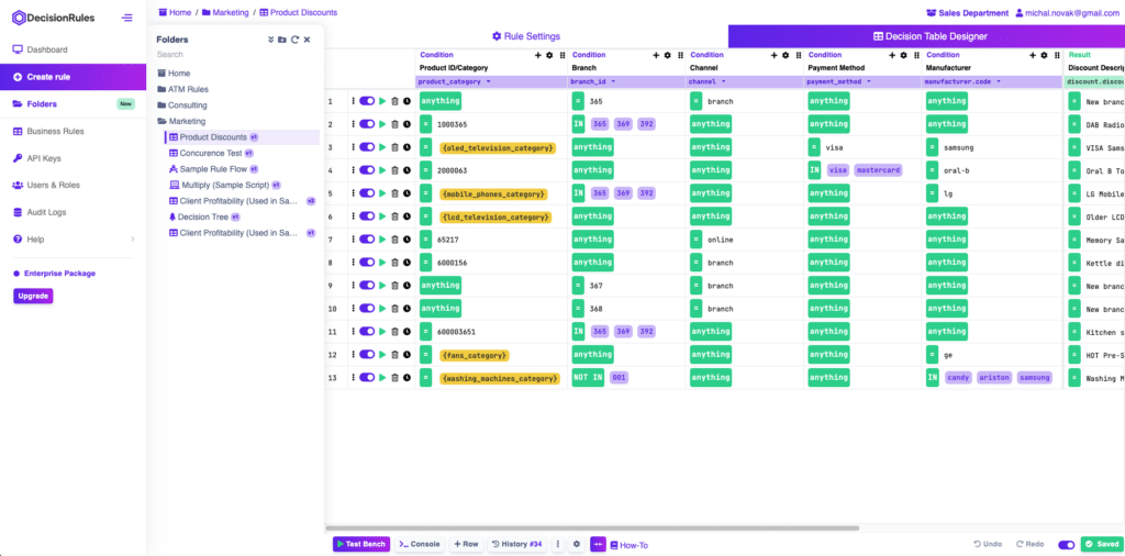 DecisionRules screenshot - 10 migliori software per la gestione dell’utilizzo nel 2026