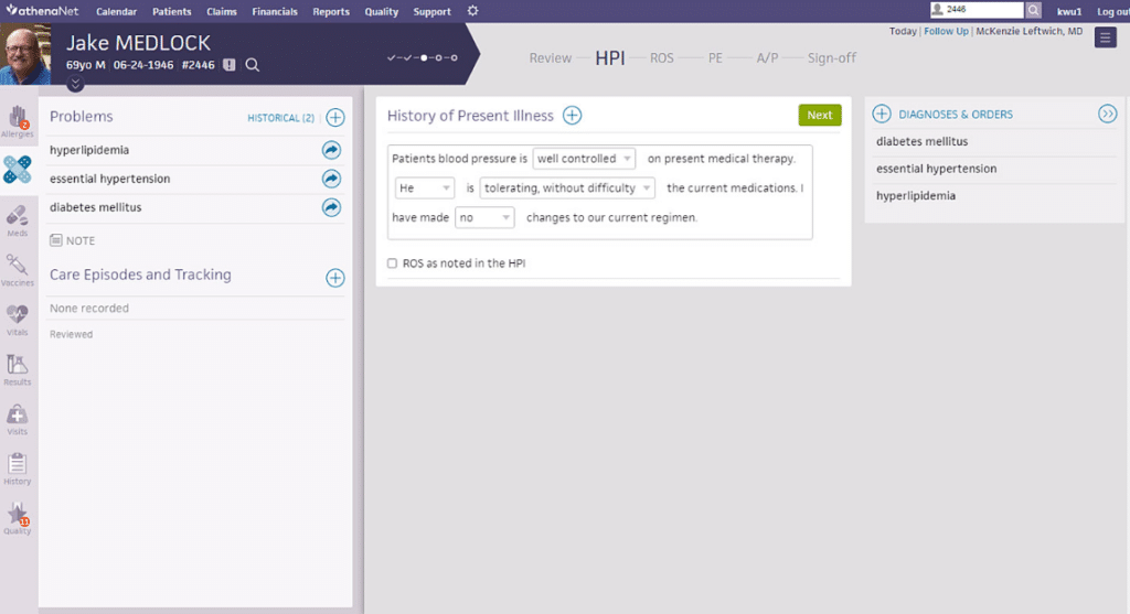 athenahealth screenshot - 10 mejores sistemas de EMR para reumatología revisados en 2026