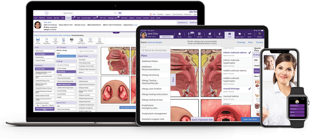 ModMed screenshot - 10 migliori software EHR per allergie recensiti per 2026