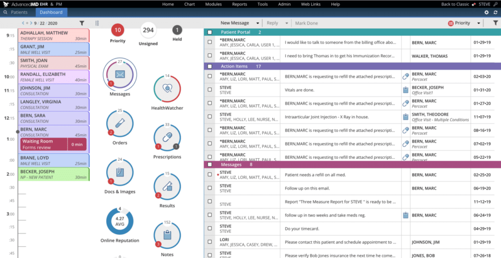 AdvancedMD screenshot - 10 migliori software EHR per allergie recensiti per 2026