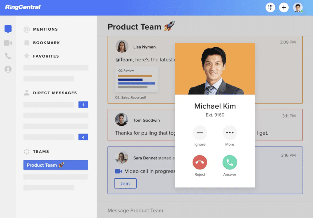 RingCentral screenshot - 10 migliori software di messaggistica conforme a HIPAA per 2026