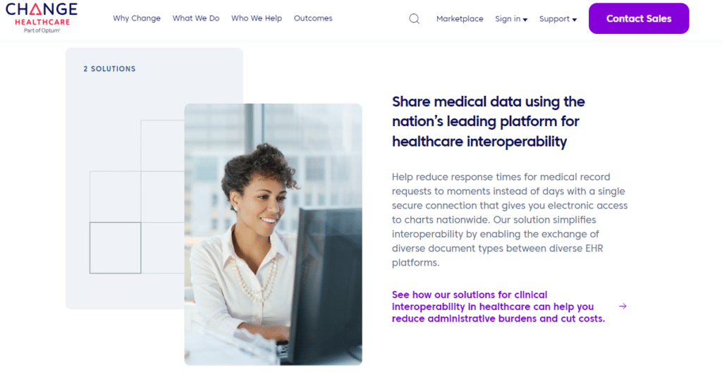 Change Healthcare Clinical Network Solutions screenshot - 10 Migliori piattaforme di integrazione sanitaria nel 2026