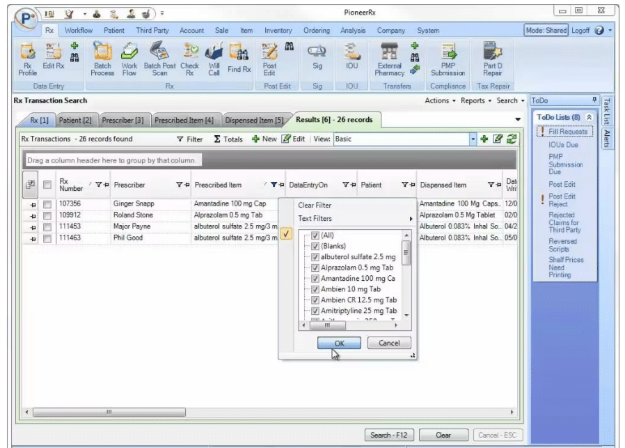 PioneerRx screenshot - 10 mejores programas de punto de venta para farmacias de 2026