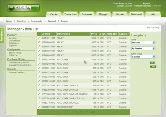 CashierLive Pharmacy POS screenshot - 10 migliori software POS per farmacie del 2026