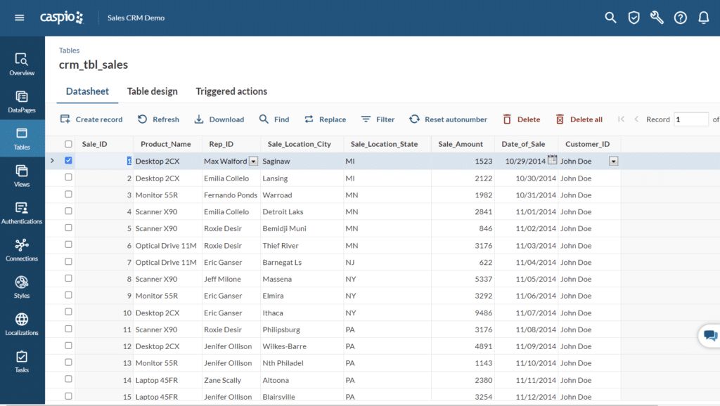 Caspio screenshot - 10 migliori software per la gestione ospedaliera del 2026