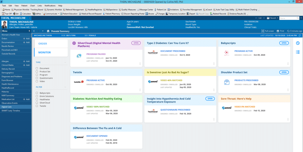 Oracle Cerner screenshot - 10 migliori software per la terapia recensiti nel 2026