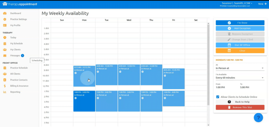TherapyAppointment screenshot - 10 mejores programas de terapia analizados en 2026