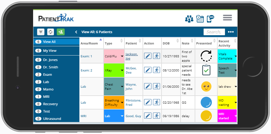 PatientTrak screenshot - 10 Migliori software per chioschi di accettazione pazienti del 2026
