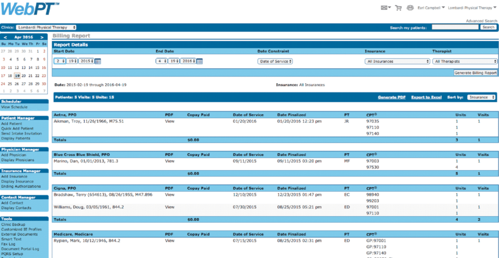 WebPT screenshot - 10 Mejores Software de Quiosco de Registro de Pacientes de 2026