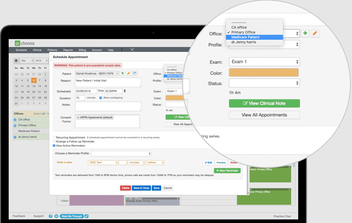 DrChrono screenshot - 10 migliori software per la terapia occupazionale recensiti nel 2026