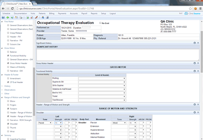 ClinicSource screenshot - 10 migliori software per la terapia occupazionale recensiti nel 2026