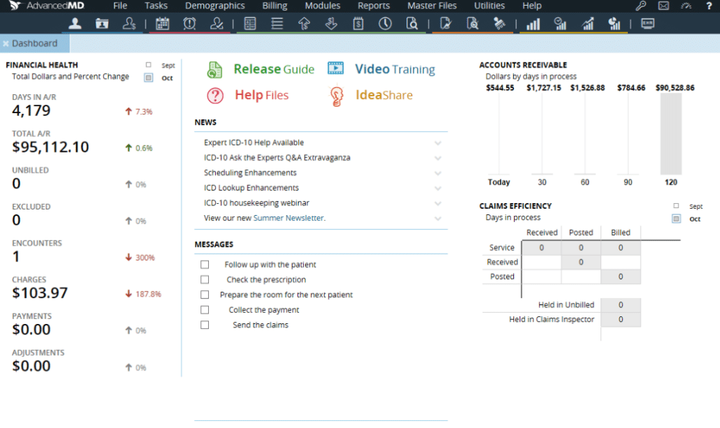 AdvancedMD screenshot - 10 Migliori Software per il Monitoraggio dei Pazienti Recensiti per il 2026