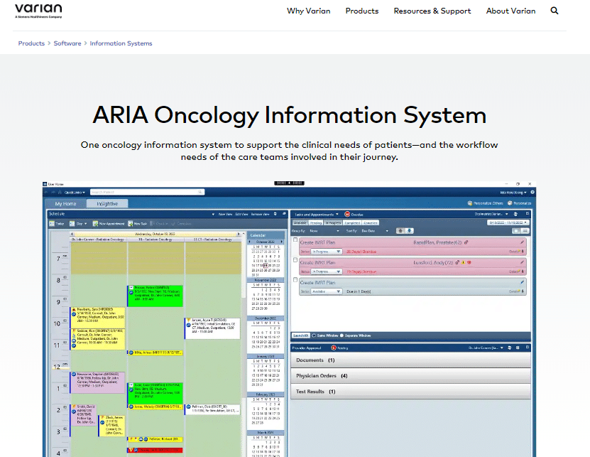 ARIA Oncology Information System screenshot - 10 migliori soluzioni software di radiologia recensite per 2026