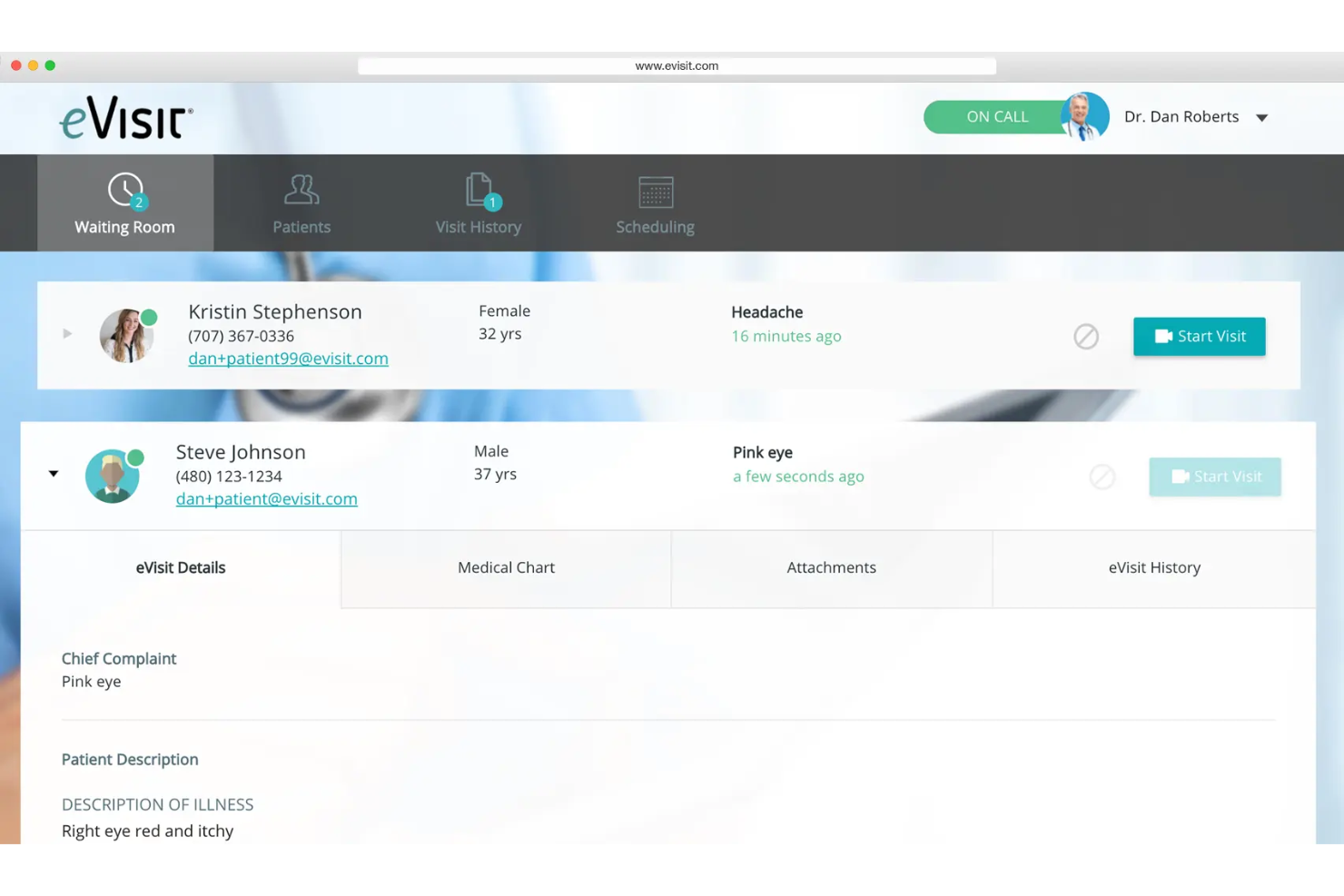 eVisit screenshot - 10 mejores herramientas de videoconferencia compatibles con HIPAA en 2026