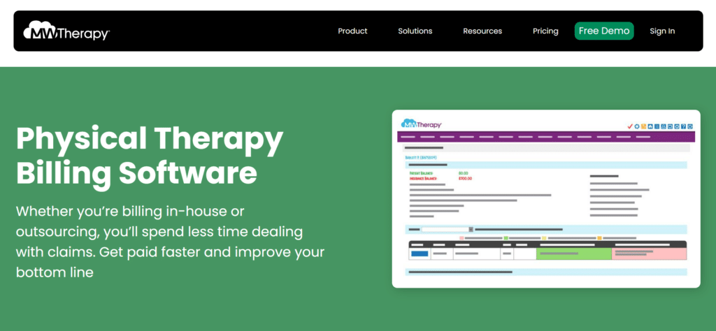 MW Therapy screenshot - 10 Mejores Programas de Facturación para Fisioterapia Analizados en 2026