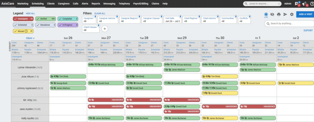 AxisCare screenshot - I 10 migliori software per l’assistenza a lungo termine per il 2026