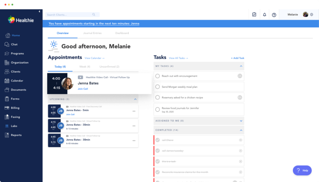 Healthie screenshot - 10 Migliori software per la fatturazione chiropratica recensiti per 2026