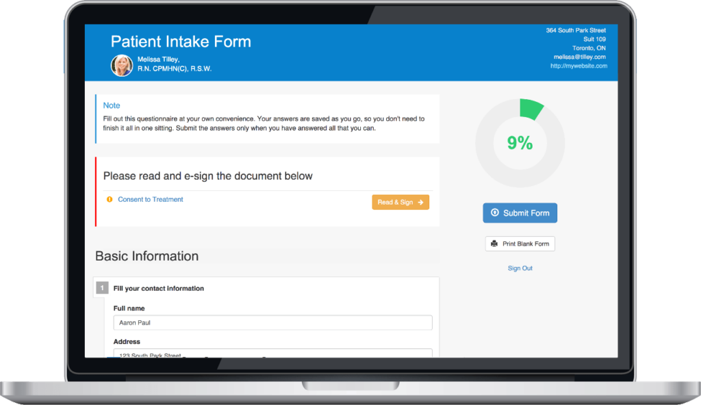 IntakeQ screenshot - 10 Mejores Software de Admisión de Pacientes: Analizados para 2026