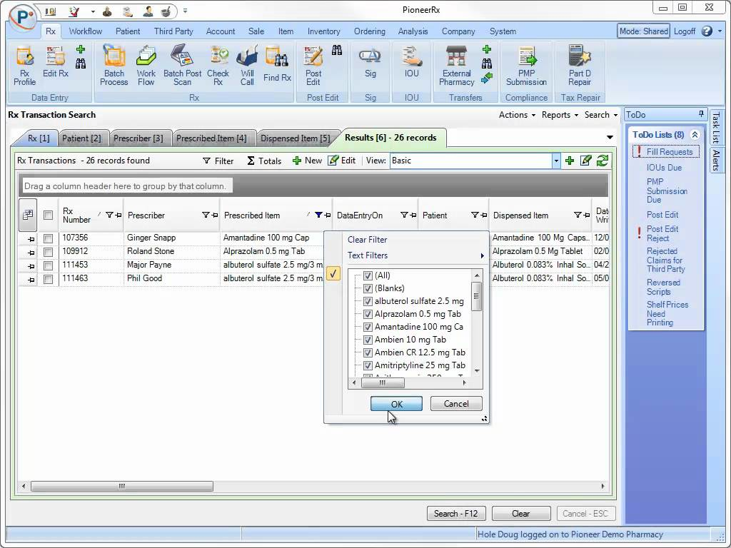 PioneerRx screenshot - 10 mejores sistemas de gestión de farmacias revisados para 2026