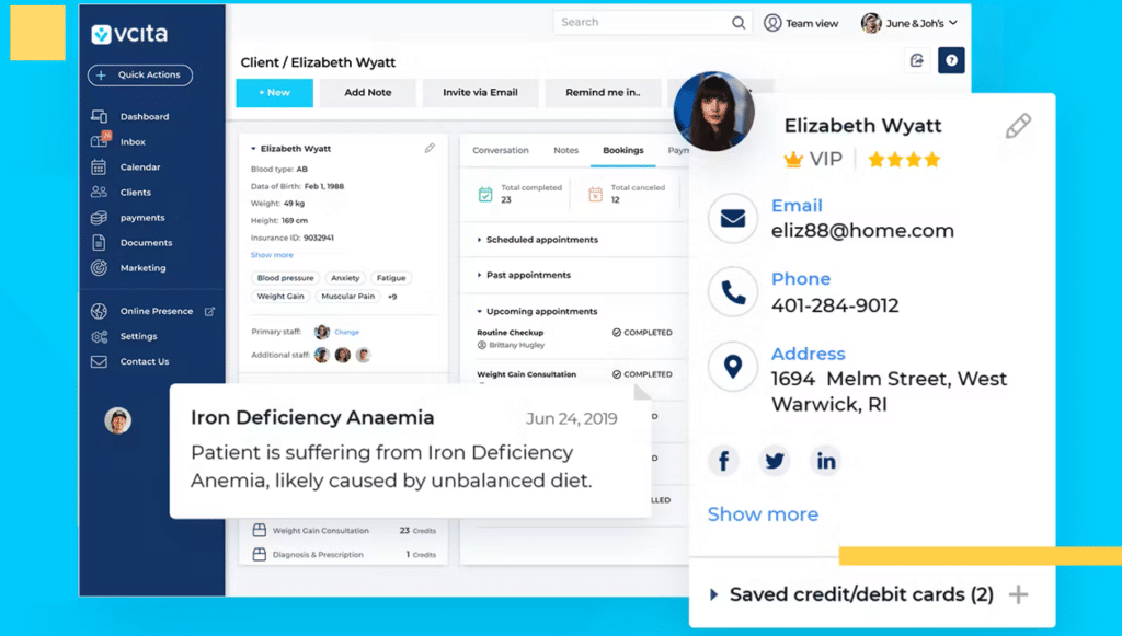 vCita screenshot - 10 Mejores Software de CRM para el Sector Salud Analizados para 2026