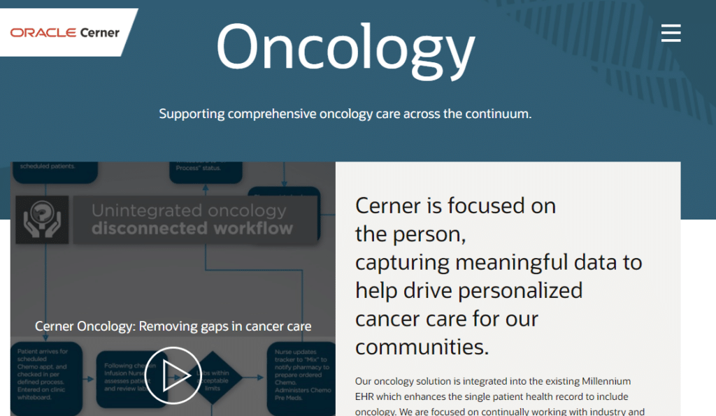 Oracle Cerner screenshot - 10 Migliori cartelle cliniche elettroniche per oncologia recensite per 2026