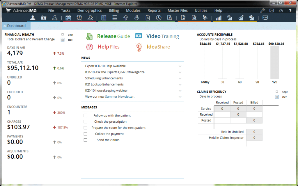 AdvancedMD EMR screenshot - 10 migliori soluzioni EMR per pronto soccorso recensite per 2026