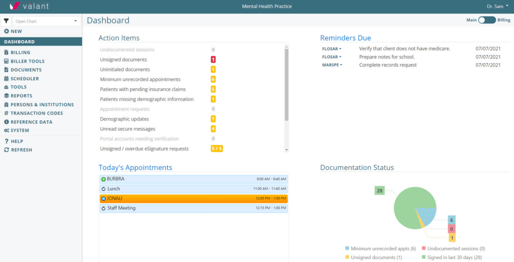 Valant screenshot - 10 mejores software de notas terapéuticas con IA para 2027