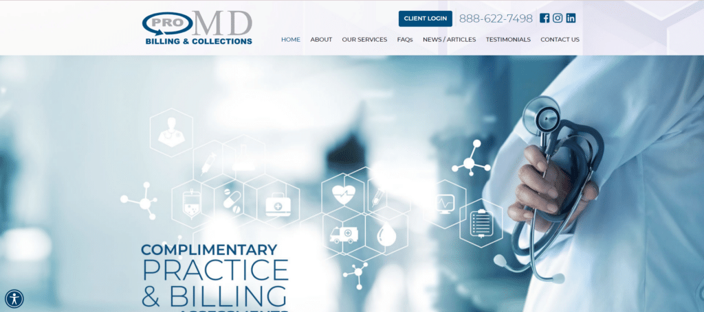 ProMD Billing &amp; Collections screenshot - 10 migliori servizi di recupero crediti sanitari del 2026