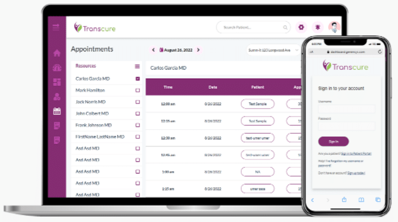 Transcure EMR screenshot - 10 Mejores Programas de Cardiología Analizados en 2026
