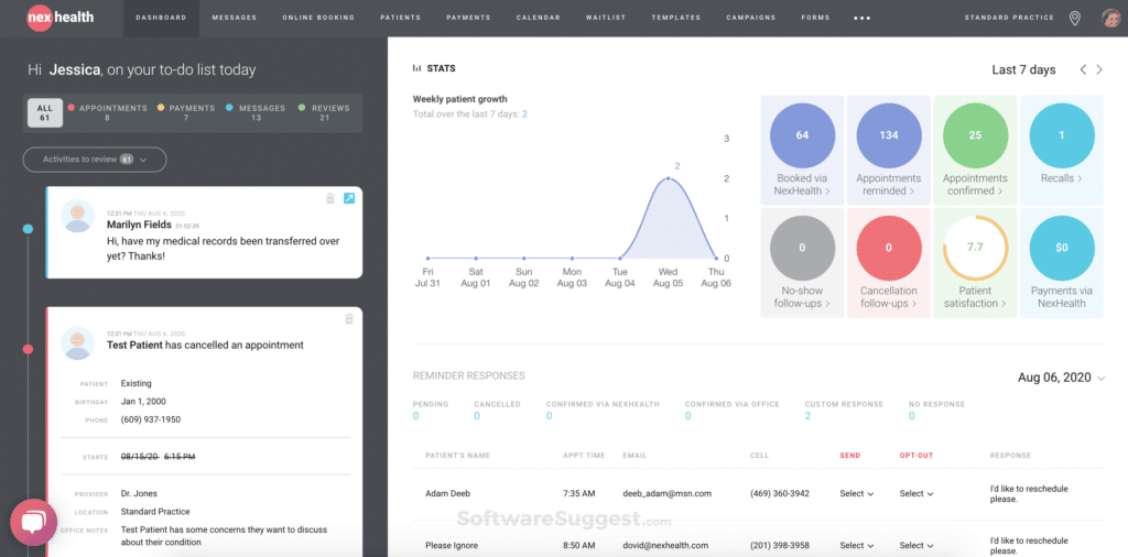 NexHealth screenshot - 10 Migliori sistemi di assistenza interattiva al paziente nel 2026