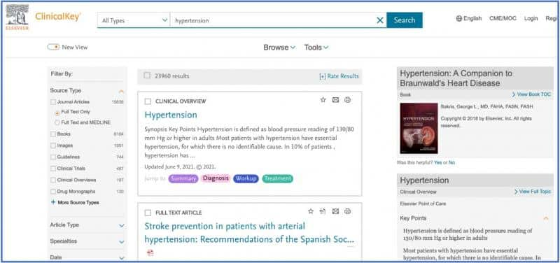 ClinicalKey screenshot - 10 Migliori Software per la Gestione delle Malattie del 2026