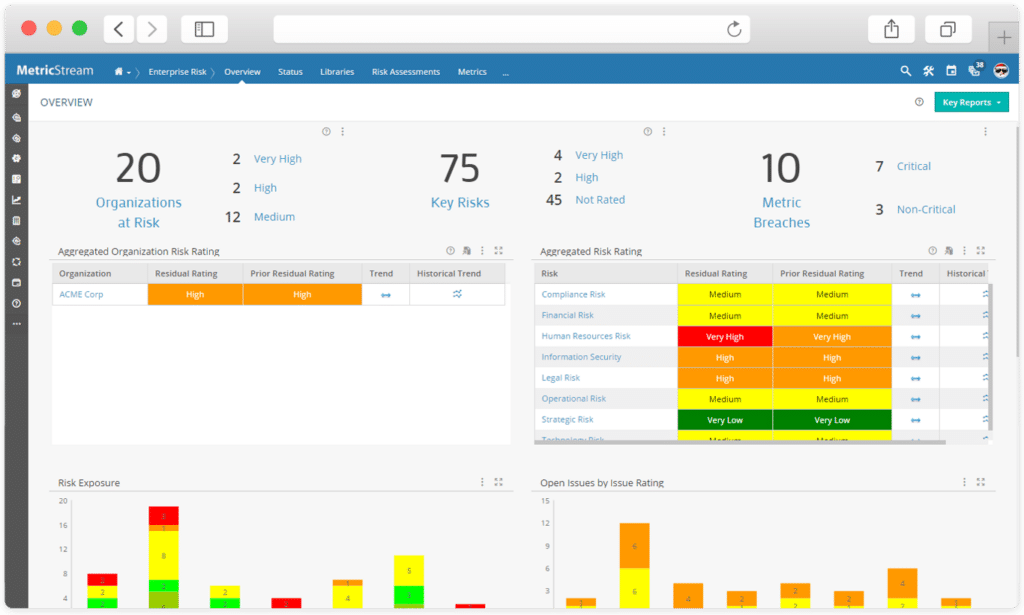 MetricStream screenshot - 10 Mejores Herramientas de Software para la Gestión de Riesgos en el Sector Salud en 2026