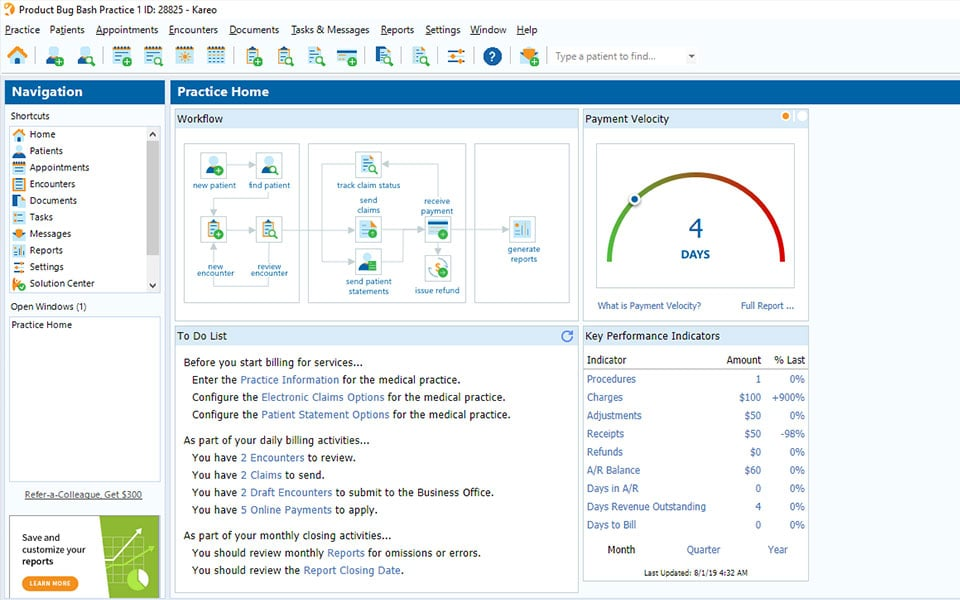 Kareo Clinical screenshot - 10 migliori soluzioni EMR per pronto soccorso recensite per 2026