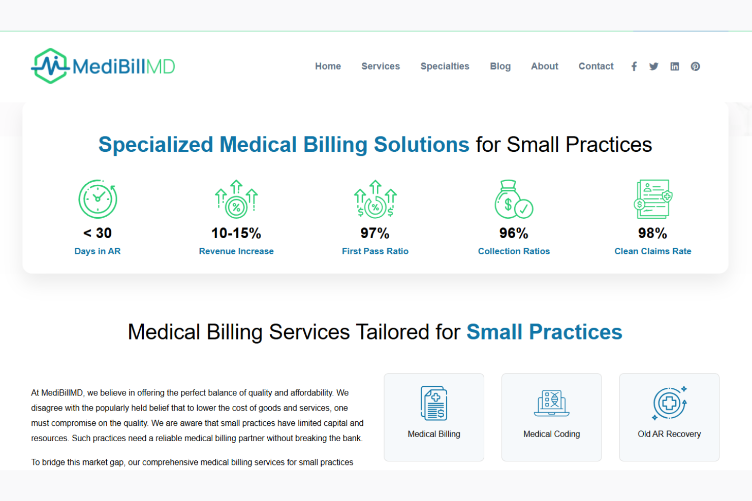 MediBillMD screenshot - 10 migliori servizi di fatturazione medica per piccoli studi 2026
