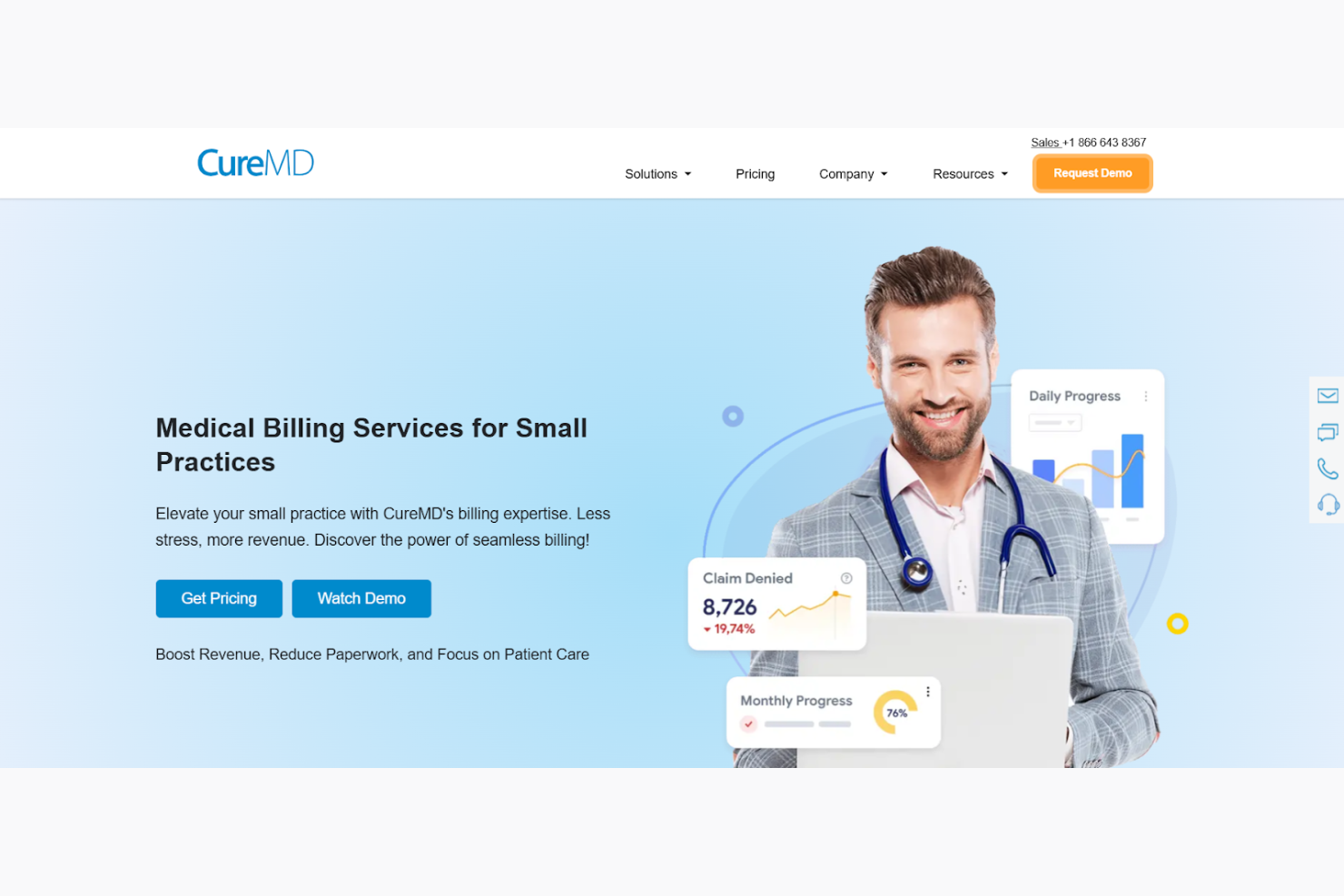 CureMD screenshot - 10 migliori servizi di fatturazione medica per piccoli studi 2026