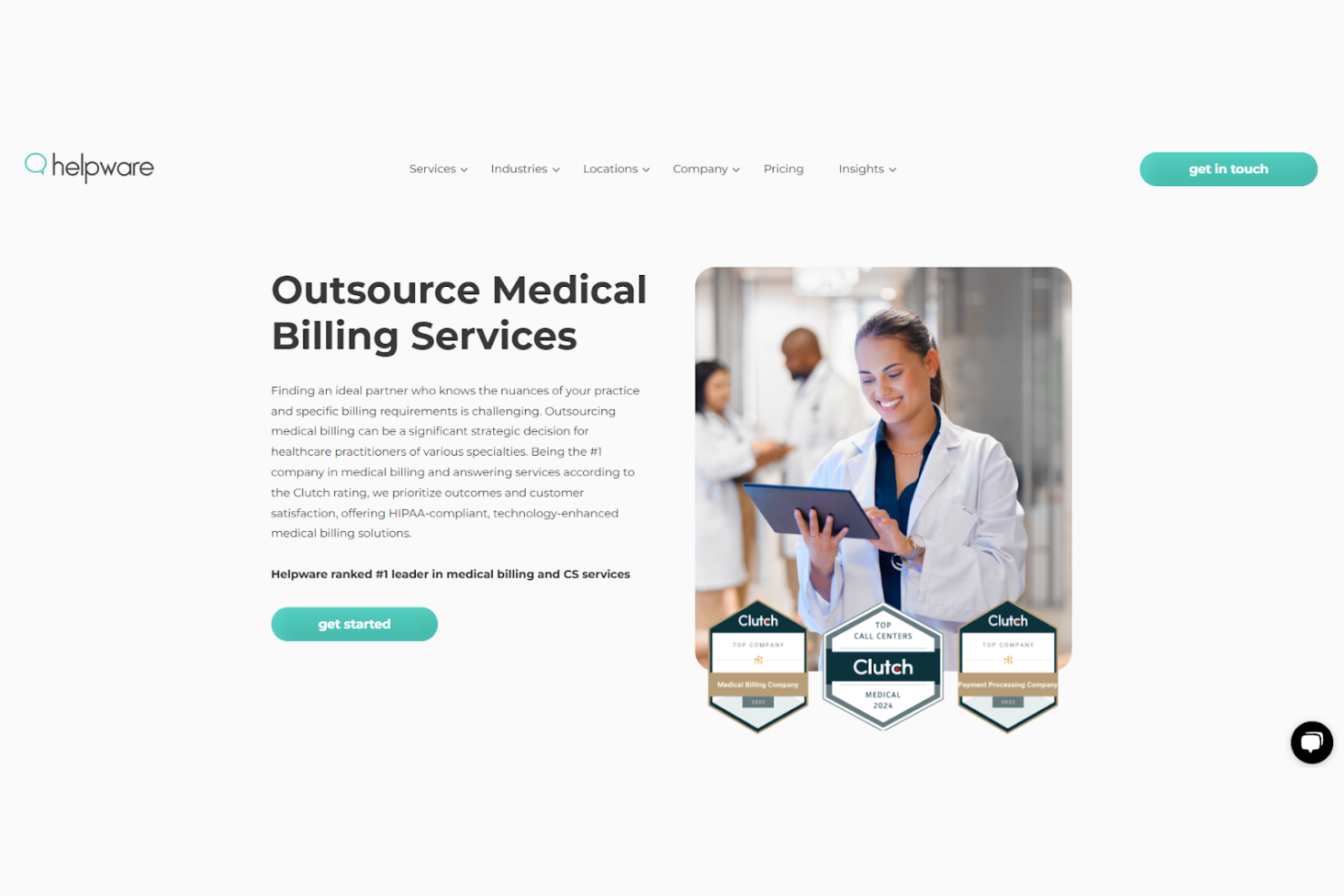Helpware screenshot - 10 migliori fornitori di outsourcing della fatturazione medica per 2026