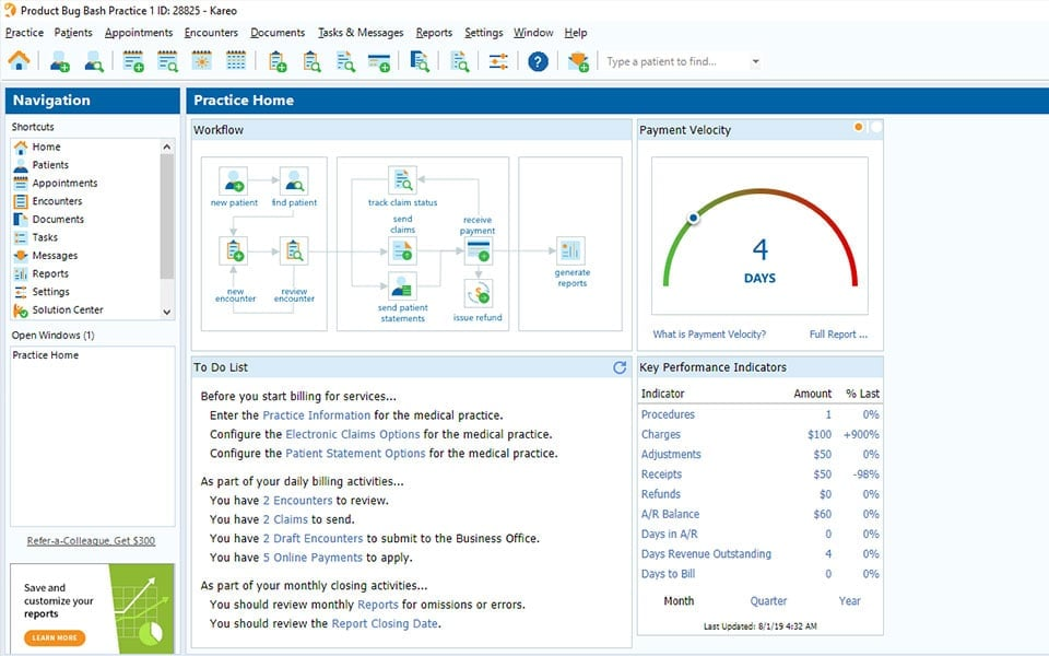 Kareo Clinical screenshot - 9 Migliori Sistemi EHR per la Salute Comportamentale Recensiti per 2026