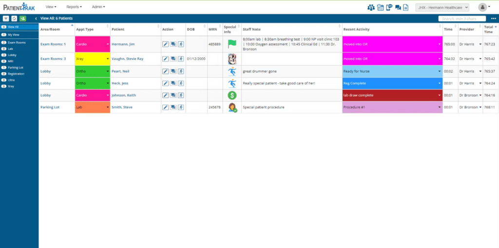PatientTrak screenshot - 9 migliori software per la gestione dei pazienti nel 2026