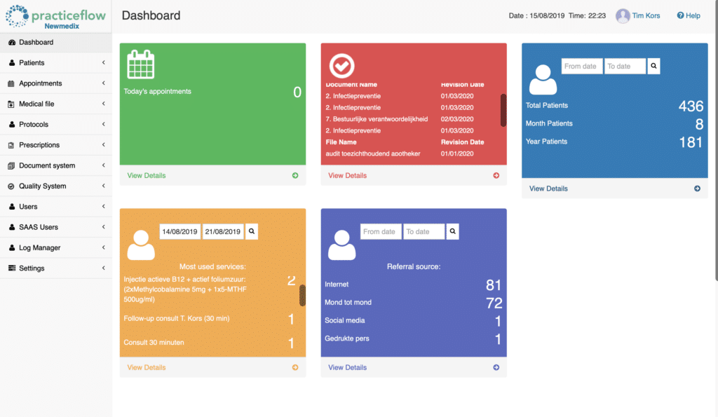 Practice Flow screenshot - 9 migliori software per la gestione dei pazienti nel 2026