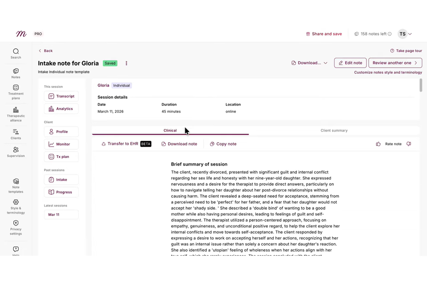 Mentalyc screenshot - 10 Beste HIPAA-conforme transcriptiesoftware in 2026